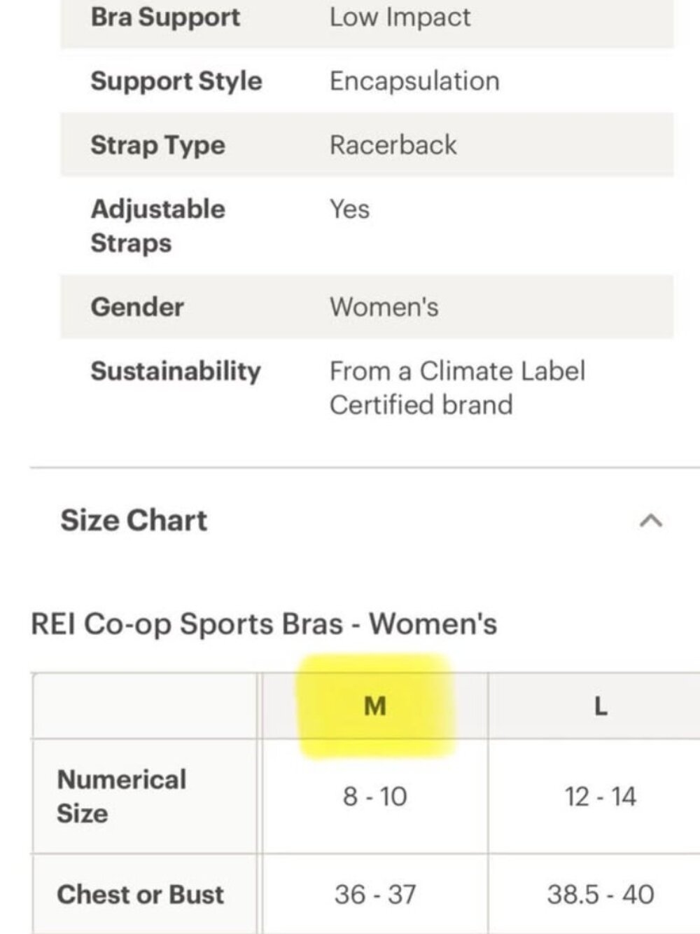 REI Racerback Sports Bra (M) - Picture 2 of 2